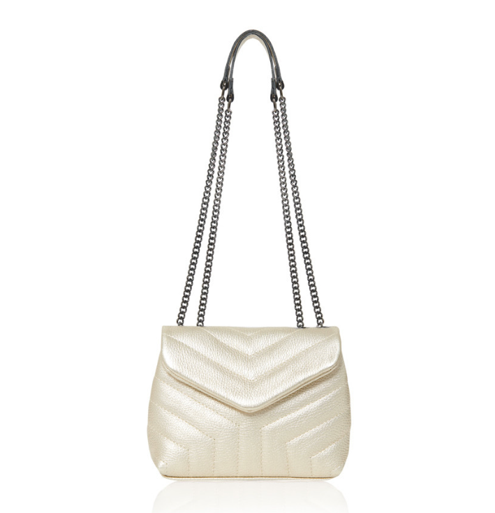 Gold Quilted Leather Bag With Chain Handle - Monaco STUDIO TEW