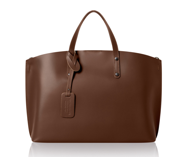Dark Chocolate Large Leather Bag - Connie STUDIO TEW