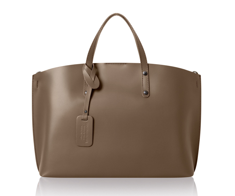 Taupe Large Leather Bag - Connie STUDIO TEW