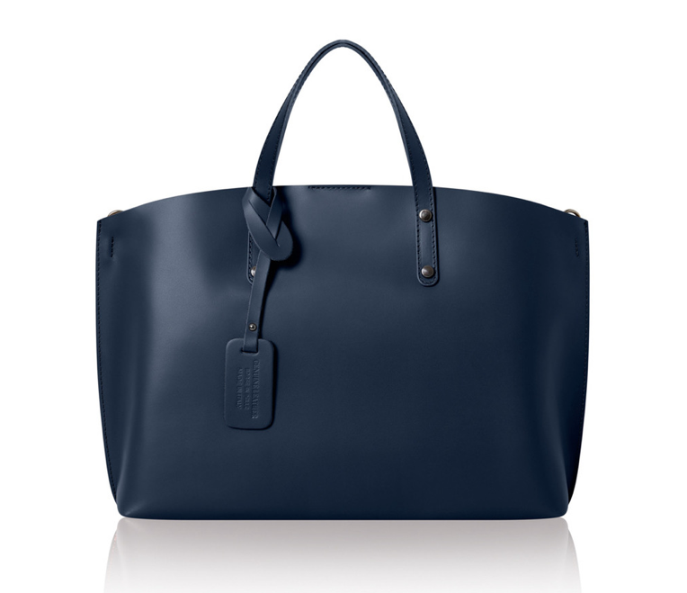 Navy Large Leather Bag - Connie STUDIO TEW