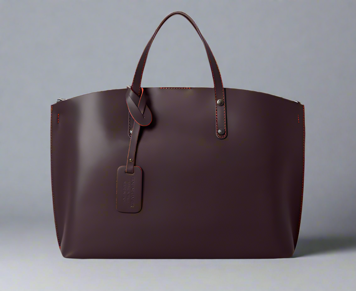 Red Plum Large Leather Bag - Connie STUDIO TEW