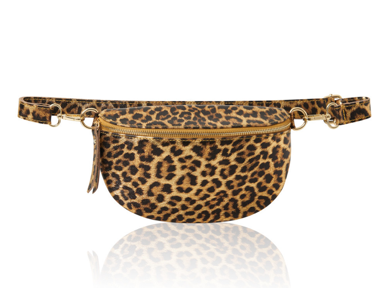 Golden Leopard Print Leather Bum Bag - Zina STUDIO TEW