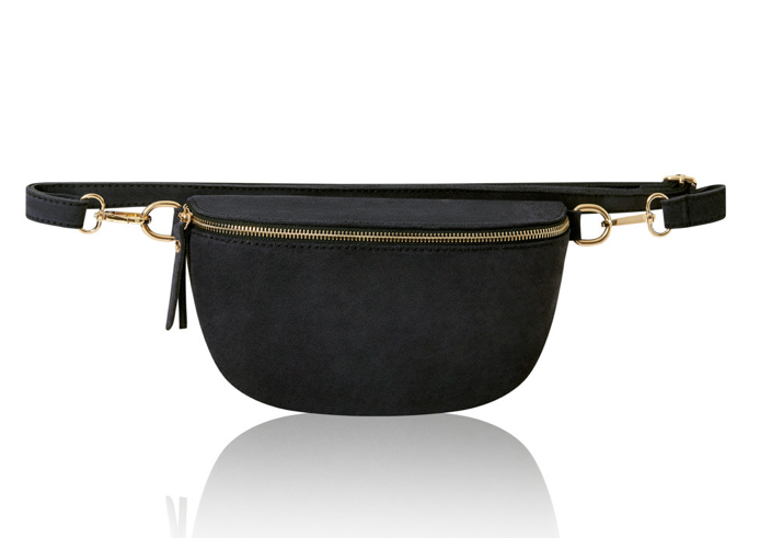 Black Suede Bum Bag - Bonnie STUDIO TEW