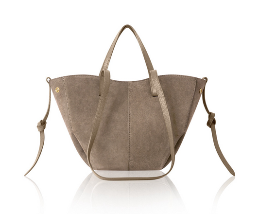Taupe Suede Shoulder Bag - Diana STUDIO TEW