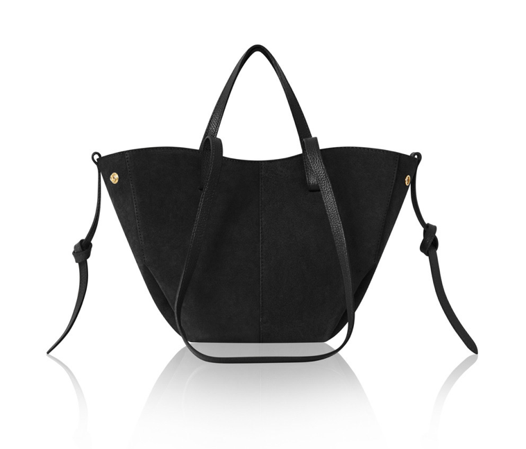 Black Suede Shoulder Bag - Diana STUDIO TEW