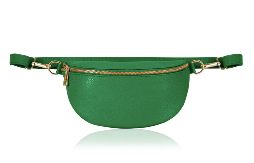 Green Leather Bum Bag - Aurora STUDIO TEW