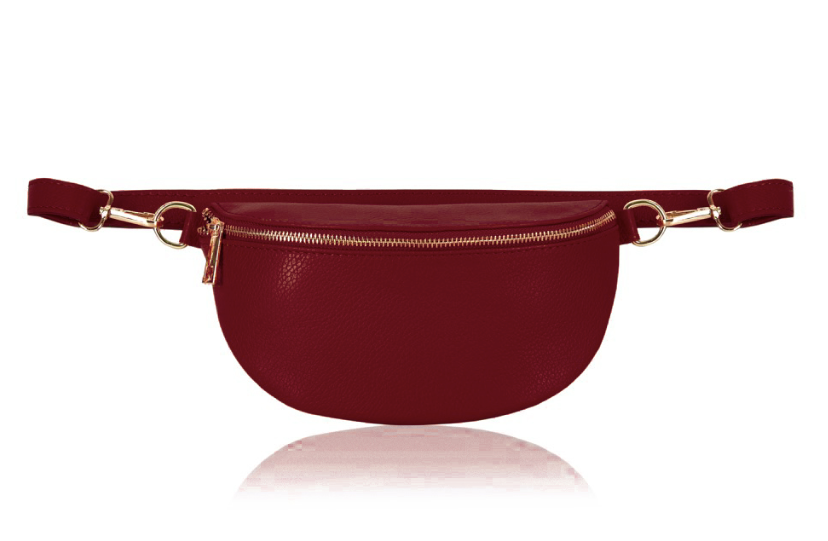 Burgundy Leather Bum Bag - Aurora STUDIO TEW