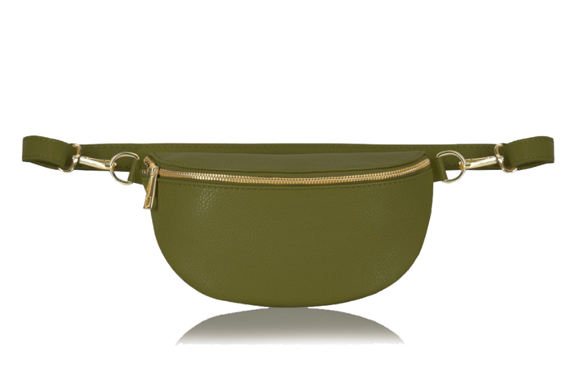 Olive Green Leather Bum Bag - Aurora STUDIO TEW