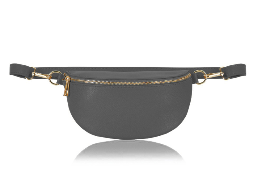 Dark Grey Leather Bum Bag - Aurora STUDIO TEW