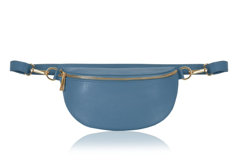 Blue Leather Bum Bag - Aurora STUDIO TEW
