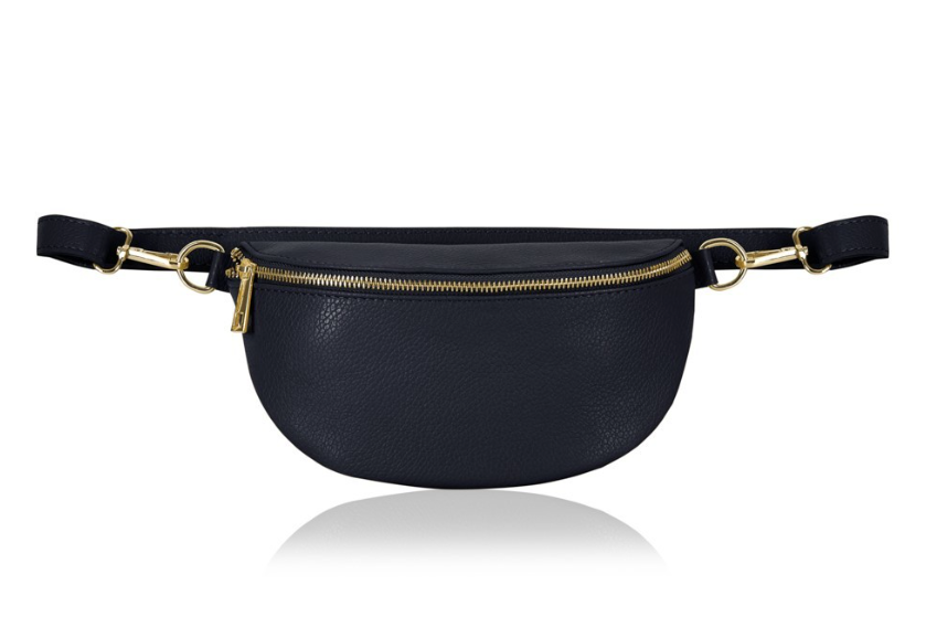 Navy Leather Bum Bag - Aurora