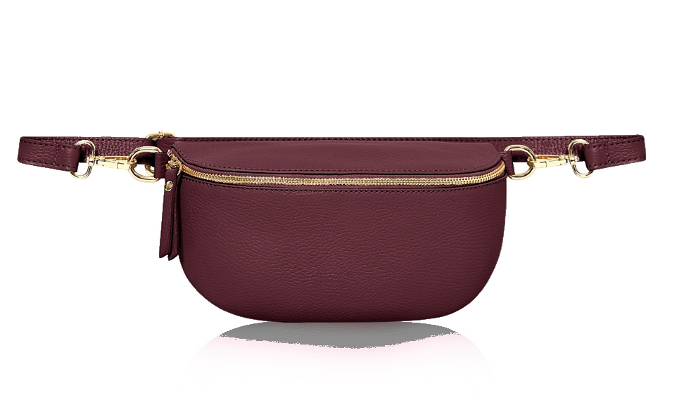 Burgundy Large Leather Sling Bag - Felicity STUDIO TEW