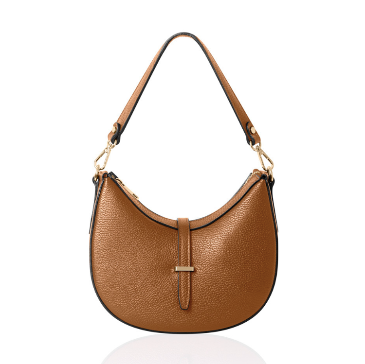 Tan Crescent Shaped Leather Bag - The Francie Bag STUDIO TEW