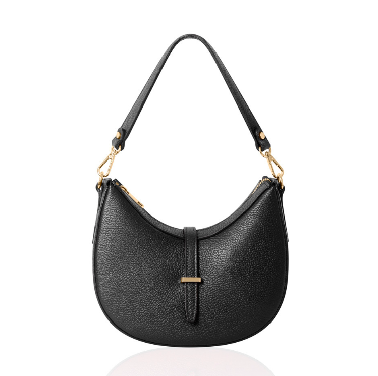 Black Crescent Shaped Leather Bag - The Francie Bag STUDIO TEW