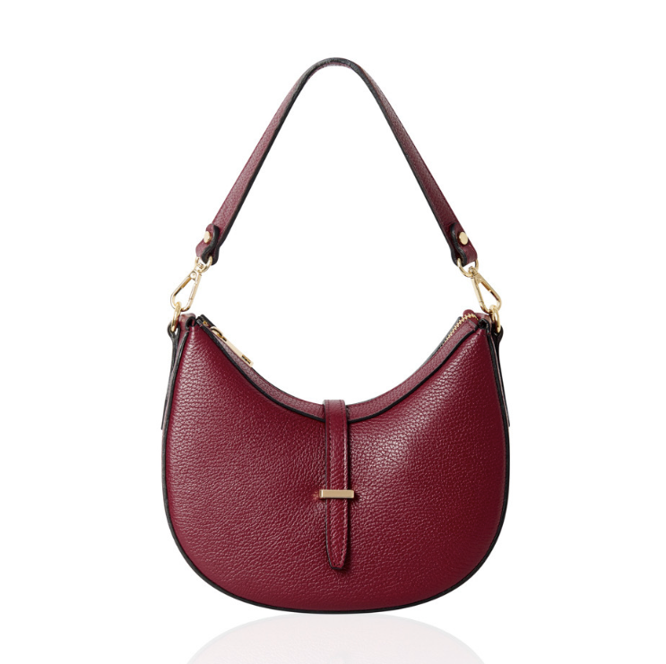 Burgundy Crescent Shaped Leather Bag - The Francie Bag STUDIO TEW