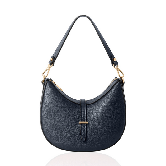 Navy Crescent Shaped Leather Bag - The Francie Bag STUDIO TEW