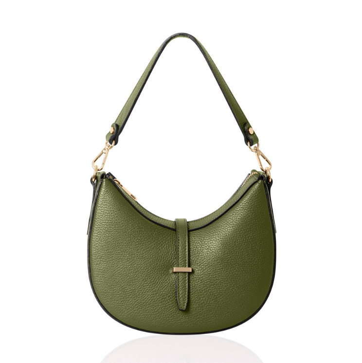 Olive Crescent Shaped Leather Bag - The Francie Bag STUDIO TEW