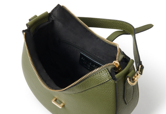 Olive Crescent Shaped Leather Bag - The Francie Bag STUDIO TEW