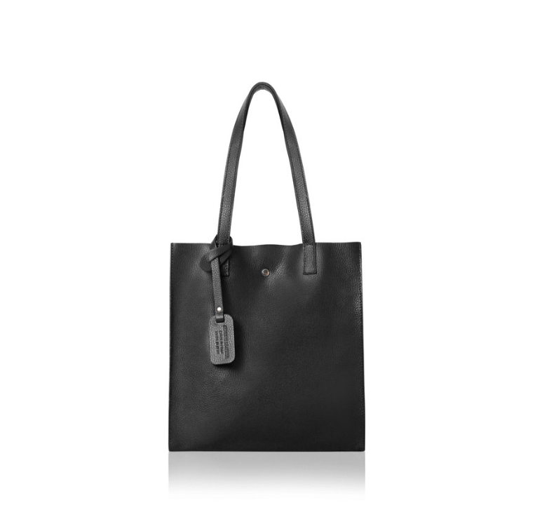 Black Leather Tote Bag - Arya STUDIO TEW