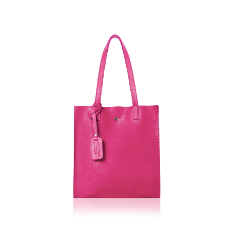 Fuchsia Pink Leather Tote Bag - Arya STUDIO TEW