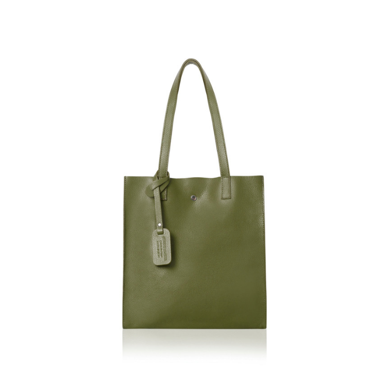 Olive Green Leather Tote Bag - Arya STUDIO TEW