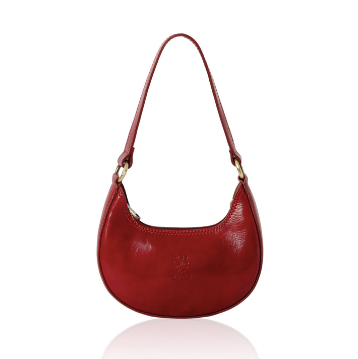 Red Half Moon Leather Shoulder Bag - Bridget STUDIO TEW