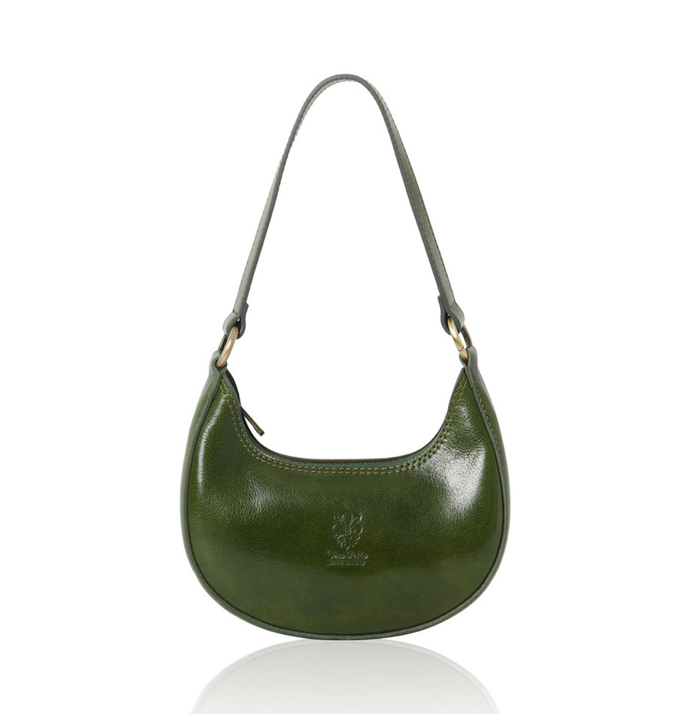 Green Half Moon Leather Shoulder Bag - Bridget STUDIO TEW