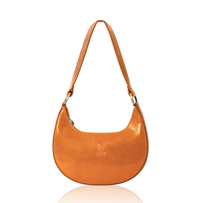 Caramel Half Moon Leather Shoulder Bag - Bridget STUDIO TEW