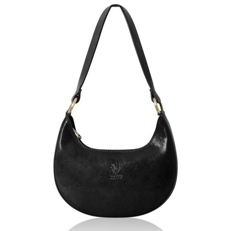 Black Half Moon Leather Shoulder Bag - Bridget XL STUDIO TEW