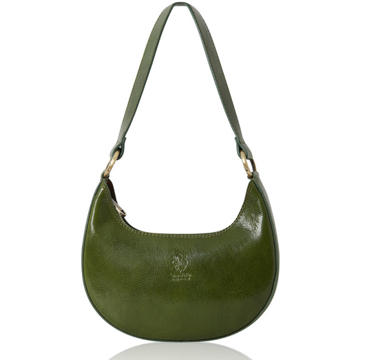 Green Half Moon Leather Shoulder Bag - Bridget XL STUDIO TEW