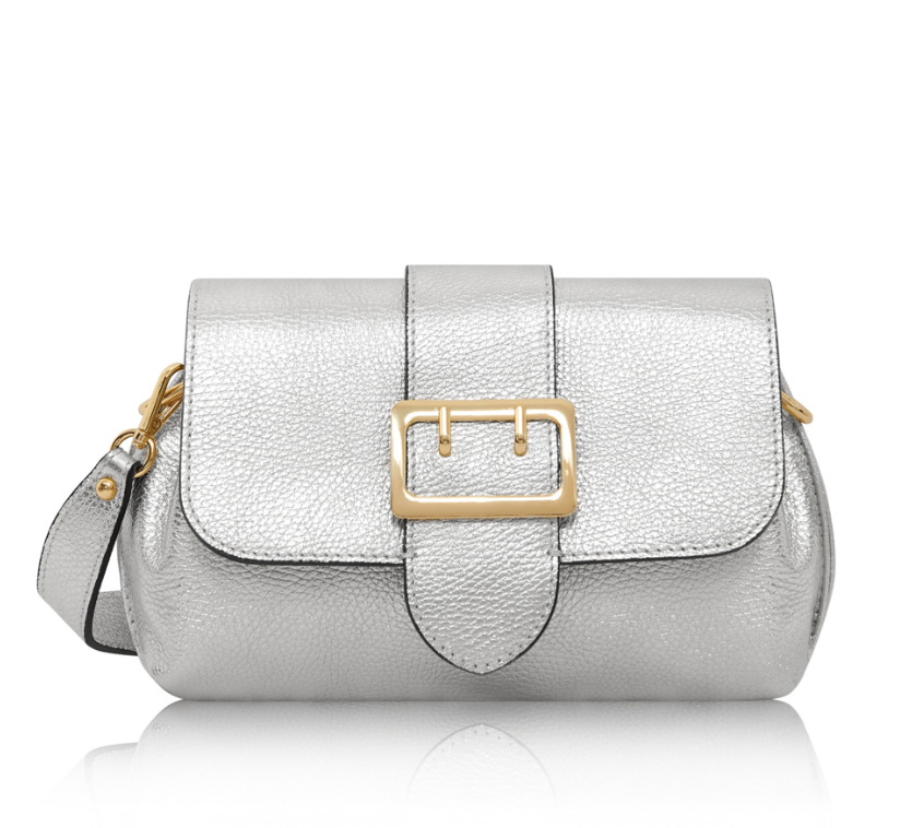Silver Spacious Leather Buckle Bag With 3 Compartments - Queenie STUDIO TEW