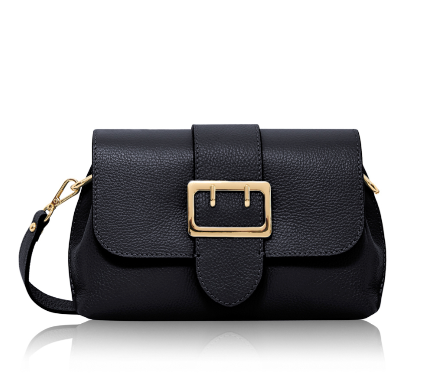 Navy Spacious Leather Buckle Bag With 3 Compartments - Queenie STUDIO TEW