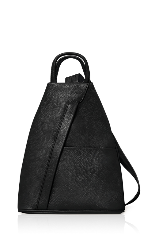 Black Convertible Leather Backpack - Wendy STUDIO TEW