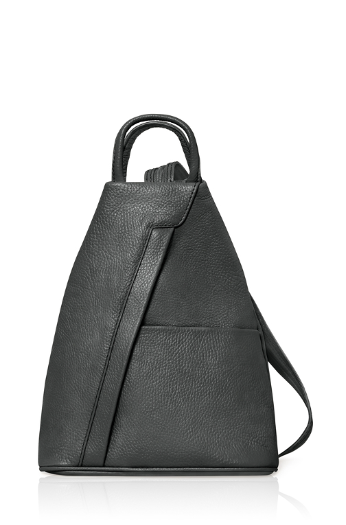 Dark Grey Convertible Leather Backpack - Wendy STUDIO TEW