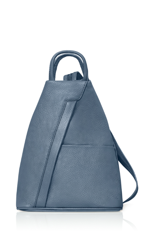 Blue Convertible Leather Backpack - Wendy STUDIO TEW