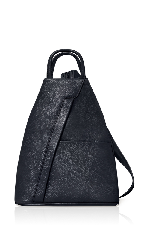 Navy Convertible Leather Backpack - Wendy STUDIO TEW