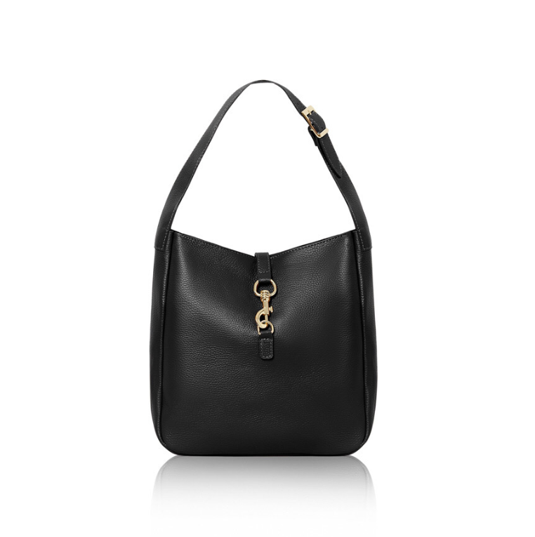 Black Leather Shoulder Bag - Bodhi STUDIO TEW