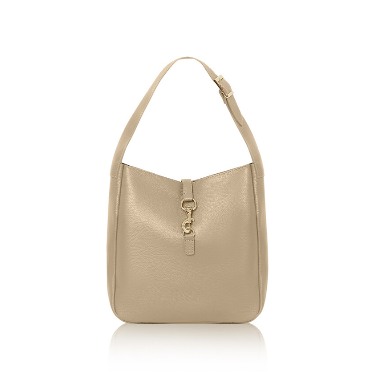 Light Taupe Leather Shoulder Bag - Bodhi STUDIO TEW