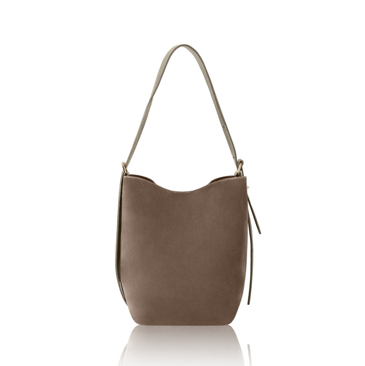 Taupe suede bucket bag - Clancy STUDIO TEW