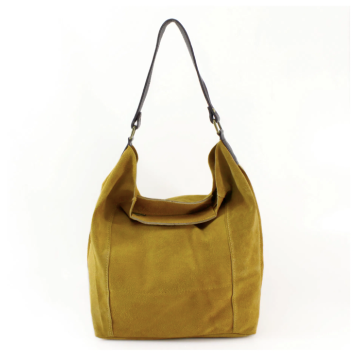 Mustard Yellow Suede Shoulder Bag - Twiggy STUDIO TEW