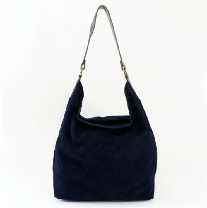 Navy Suede Shoulder Bag - Twiggy STUDIO TEW