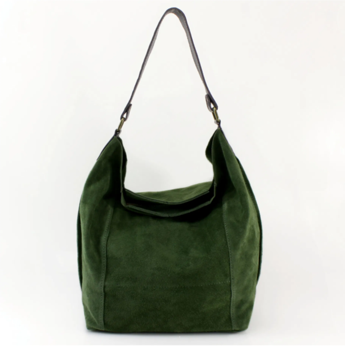 Green Suede Shoulder Bag - Twiggy STUDIO TEW