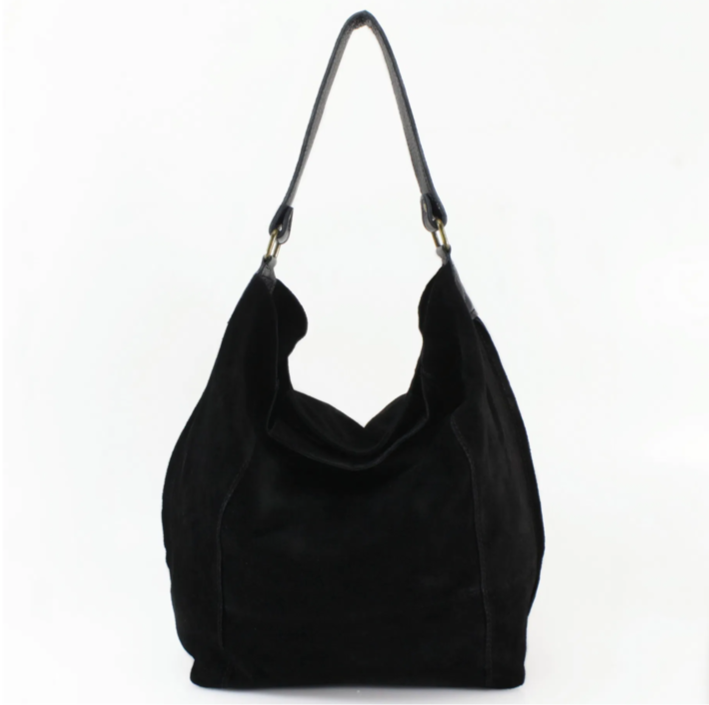 Black Suede Shoulder Bag - Twiggy STUDIO TEW