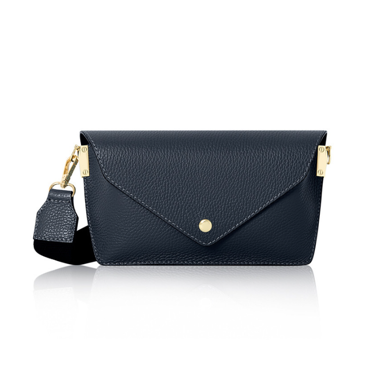 Small Navy Leather Bag - Sansa STUDIO TEW