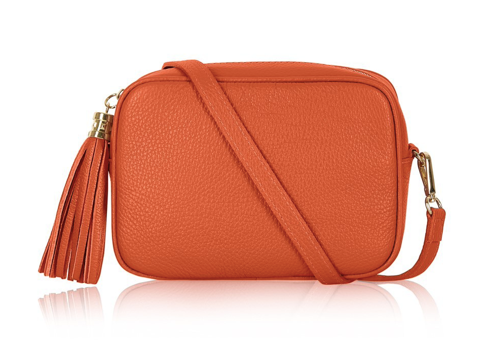 Burnt Orange Leather Crossbody Bag With Tassel - Darcy STUDIO TEW
