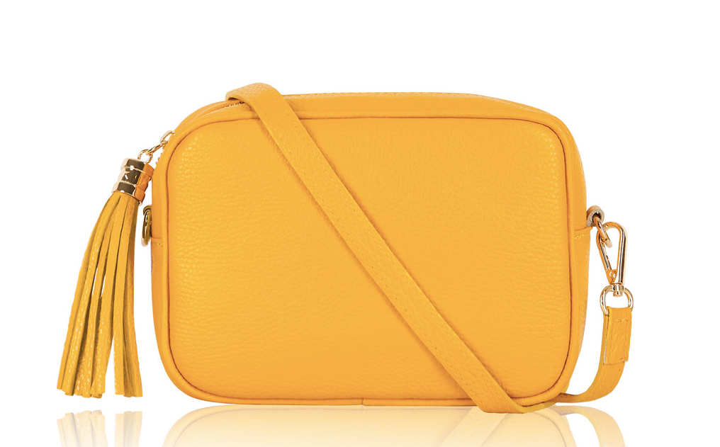 Yellow Leather Crossbody Bag With Tassel - Darcy STUDIO TEW