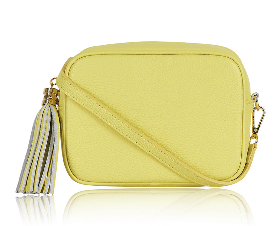 Lemon Yellow Leather Crossbody Bag With Tassel - Darcy STUDIO TEW
