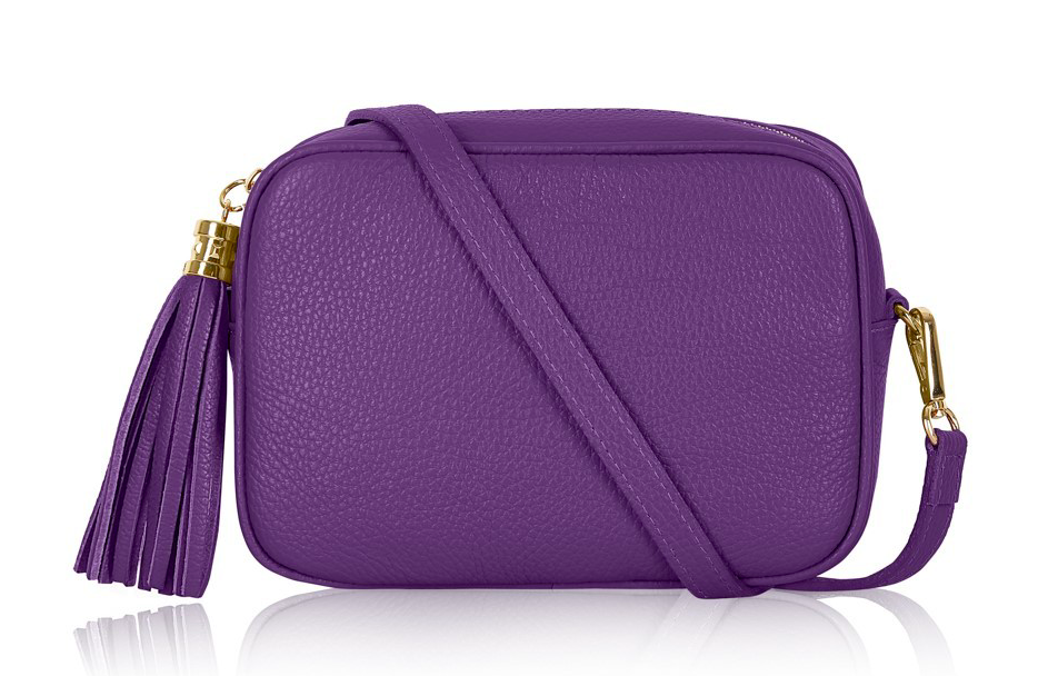 Purple Leather Crossbody Bag With Tassel - Darcy STUDIO TEW