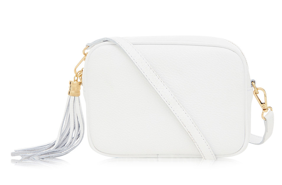 White Leather Crossbody Bag With Tassel - Darcy STUDIO TEW