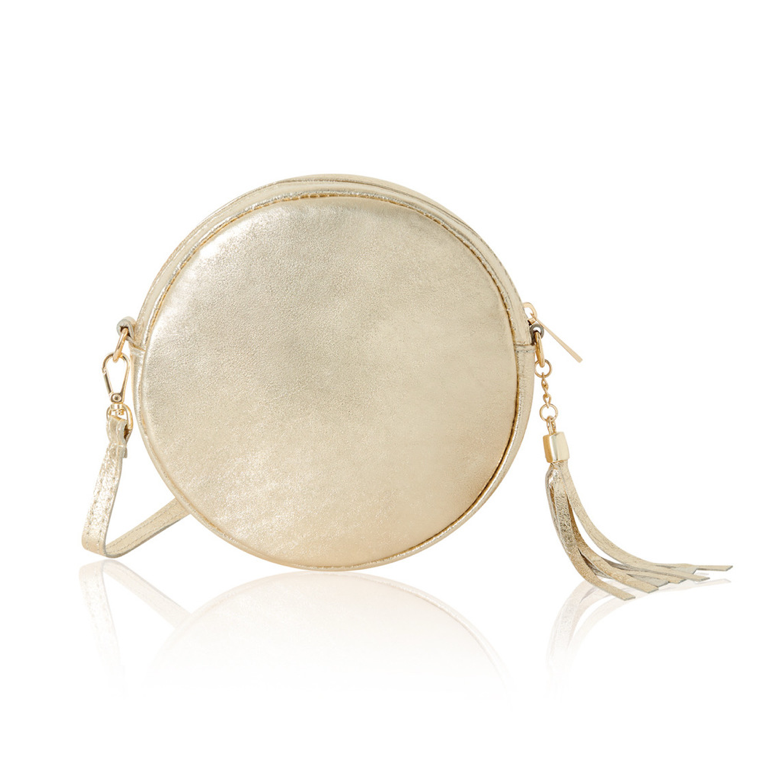 Gold Round Leather Bag - Lulu